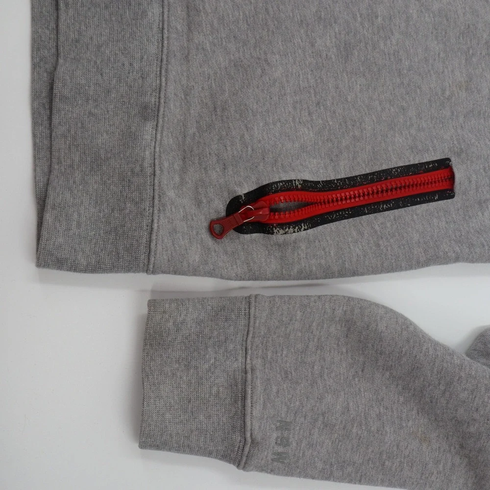 Nike Sportswear Hoodie Mens‎ Medium Grey Red Bonded Zip Tech Fleece NSW Full Zip